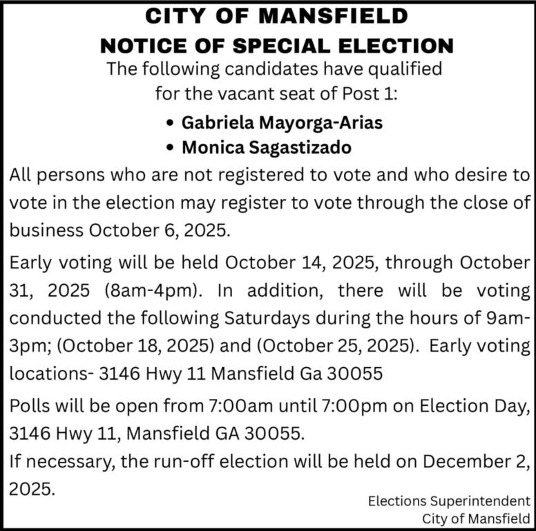 2025 Notice of Special Election